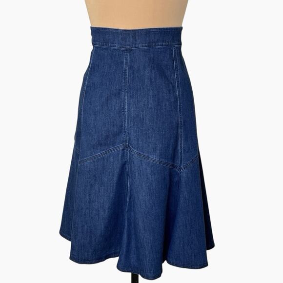 Vintage Westbound Denim Skirt Womens 12 Flare Panels Side Zip Western Swing Boho - Picture 4 of 6